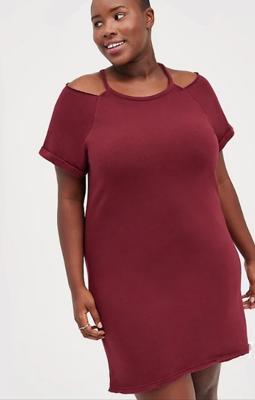 Torrid Fleece Cold Shoulder Dress - Picture 1 of 6